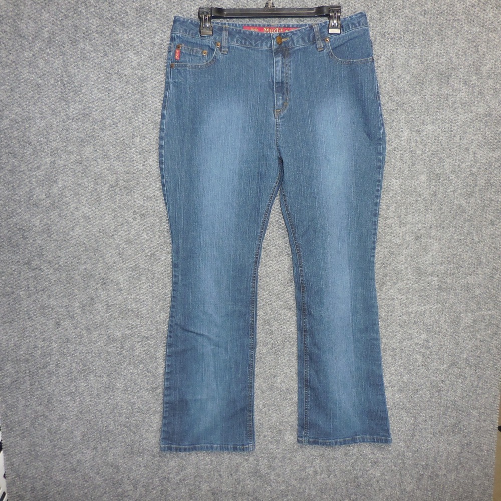 Mudd Jeans Womens 16.5 Plus Blue Medium Wash Bootcut Stretch Denim Y2K 7FF805K